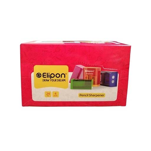 تراش دوقلو مخزن دار چهار رنگ بسته 24 عددی (برند الیپون)