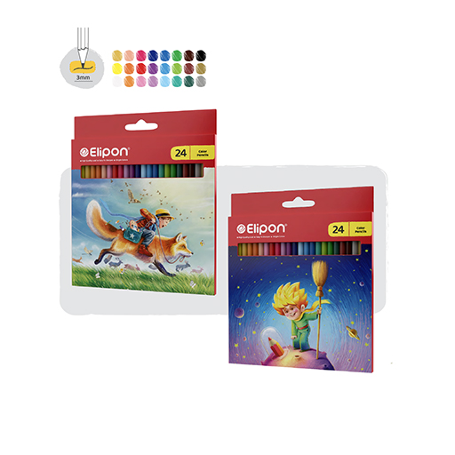 مداد رنگی ۲۴ رنگ مقوایی بسته ۱۲ عددی (برند الیپون)