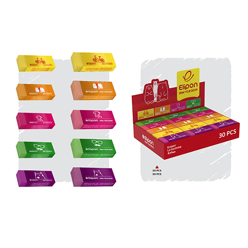 پاک کن فانتزی رنگی سایز بزرگ بسته ۲۰ عددی (برند الیپون)