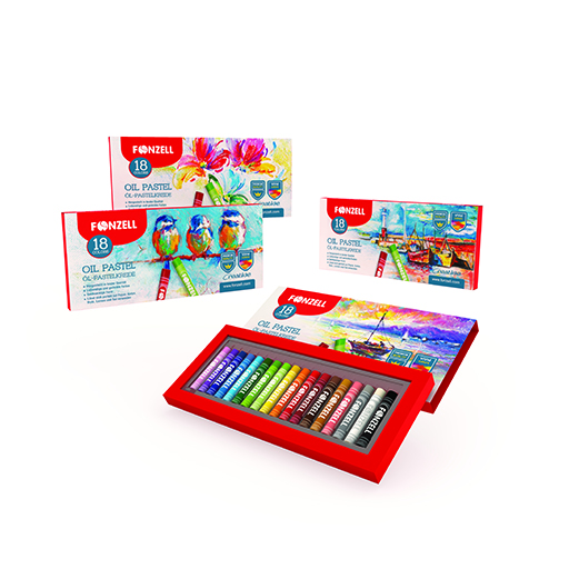 پاستل روغنی 18 رنگ مدل school کارتون 72 عددی (برند فونزل)