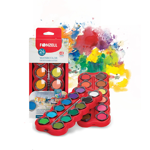 آبرنگ 24 رنگ مدل school کارتون 24 عددی (برند فونزل)