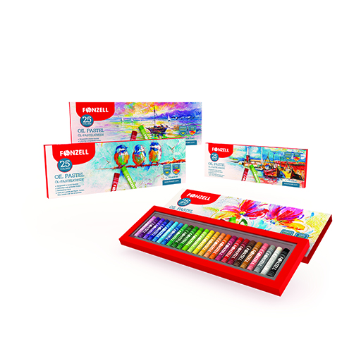 پاستل روغنی ۲۵ رنگ مدل school کارتون ۷۲ عددی (برند فونزل)