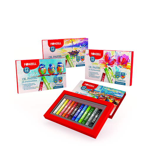 پاستل روغنی ۱۲ رنگ مدل school کارتون ۷۲ عددی (برند فونزل)