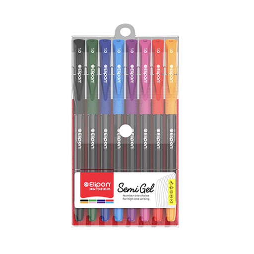 ولت خودکار سمی ژل رنگ ترکیبی با نوک نوشتاری 0.1 بسته 8 عددی (برند الیپون)