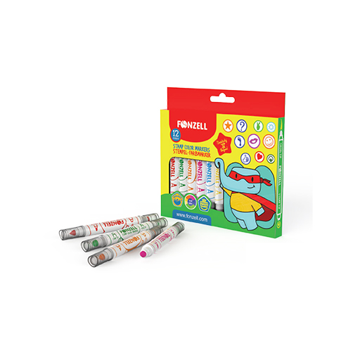 ماژیک 12 رنگ Stamp Color Markers کارتن ۹۶ عددی ۳۰۰۴ (برند فونزل)