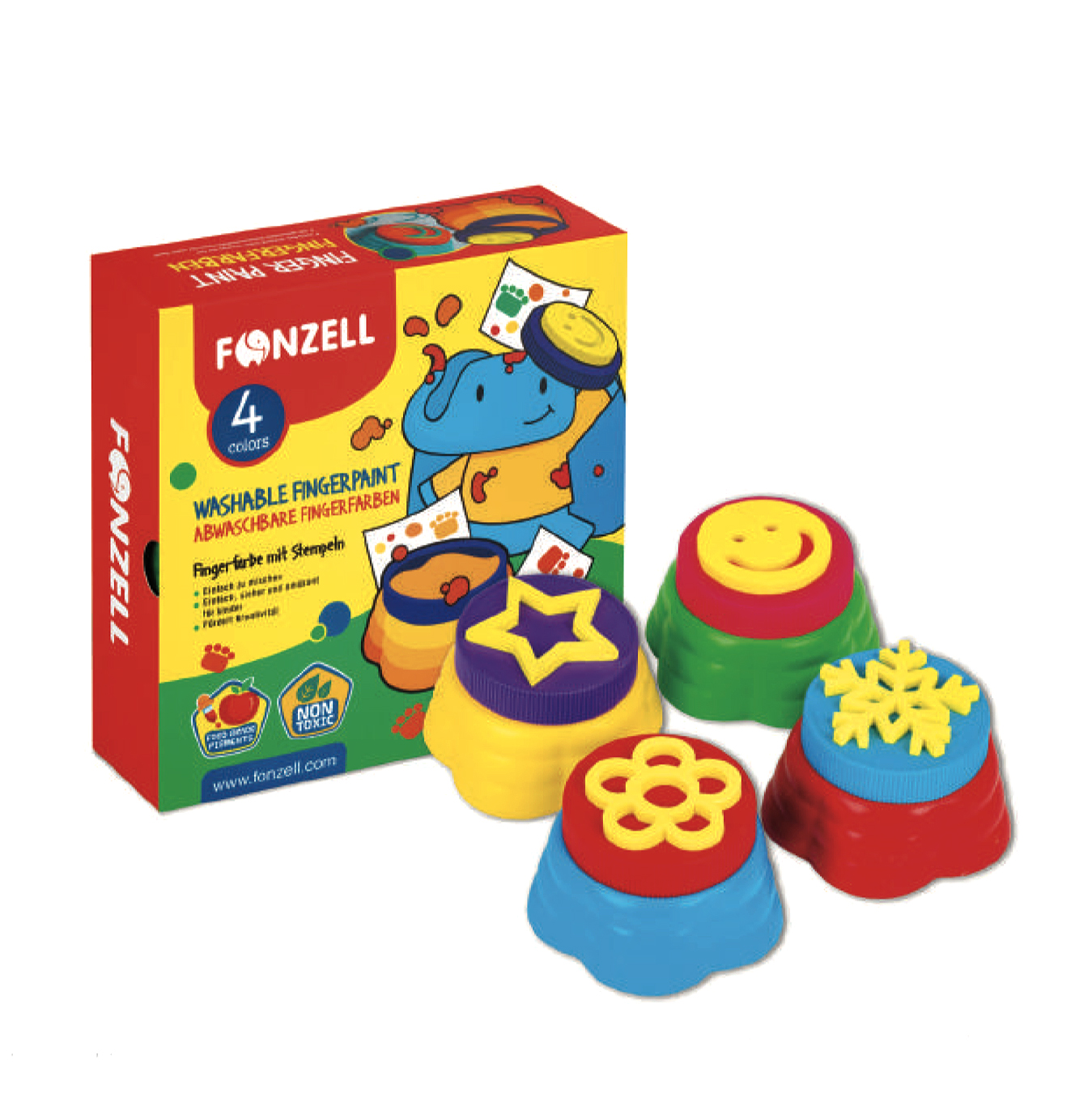 رنگ انگشتی 4 رنگ kids کارتون 36 عددی (برند فونزل)