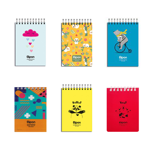 دفتر یادداشت فانتزی سیمی 100 برگ تک خط جلد pp سایز 8 در 12 سانتیمتر کارتن 120 عددی 90063 (برند الیپون)