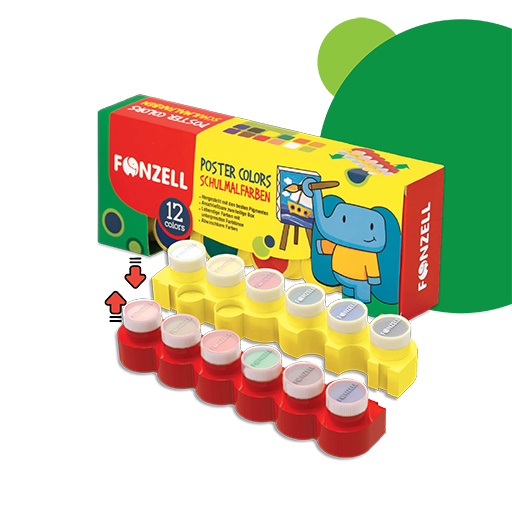 گواش ۱۲ رنگ پازلی kids کارتون ۲۴ عددی (برند فونزل)