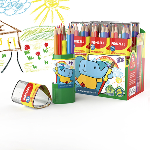 مداد آب رنگی 24 رنگ استوانه‌ای سه گوش کارتن ۴۸ عددی ۵۰۶۹ (برند فونزل)