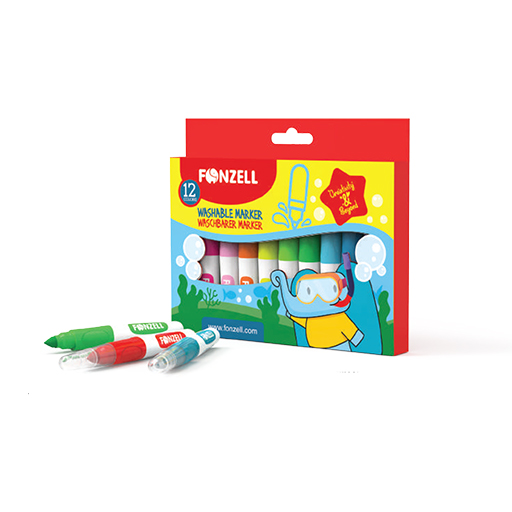 ماژیک 12 رنگ Jumbo Washable Markers کارتن 72 عددی ۳۰۰۰ (برند فونزل)