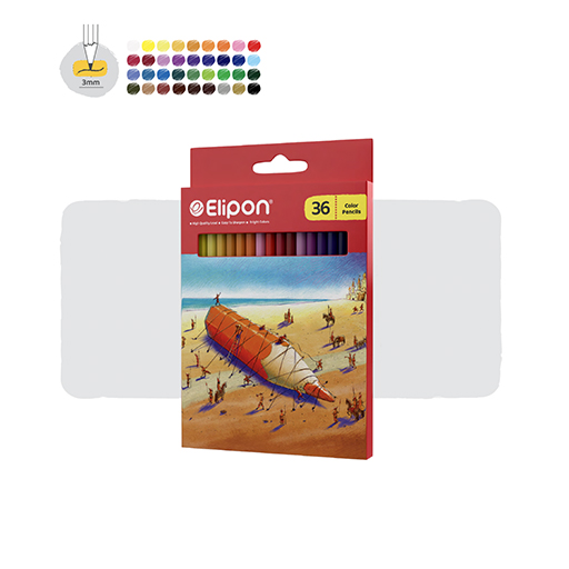 مداد رنگی ۳۶ رنگ مقوایی بسته ۸ عددی (برند الیپون)