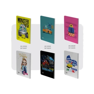 دفتر فانتزی سیمی ۸۰ برگ وزیری مجلد جلد نرم کارتن ۴۸ عددی 90033  (برند الیپون)