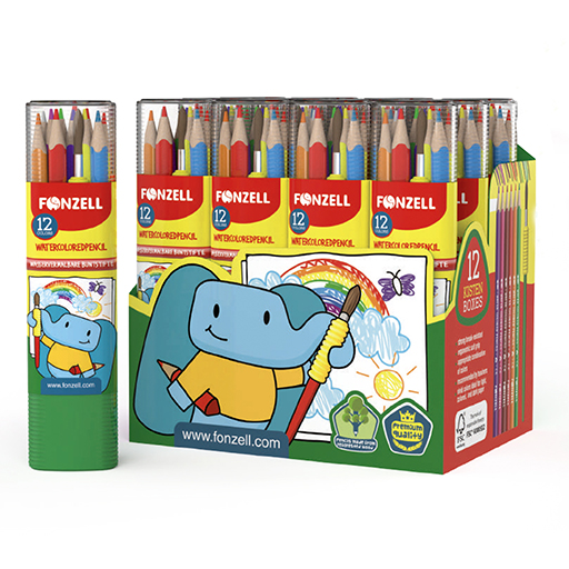 مداد آب رنگی ۱۲ رنگ استوانه‌ای سه گوش کارتن ۹۶ عددی ۵۰۶۸ (برند فونزل)