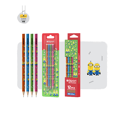 مداد مشکی گرد فانتزی طرح مینیون ۱۲ عددی (برند الیپون)