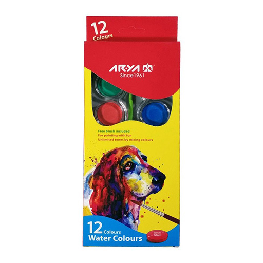 آبرنگ ۱۲ رنگ حرفه ای کارتن ۴۸ عددی (برند آریا)