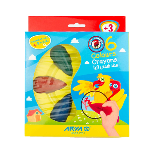 مداد شمعی دوکی 6 رنگ (برند آریا)