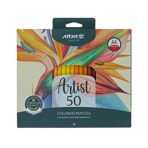 مداد رنگی ۵۰ رنگ مقوایی آرتیست کارتن ۳۶ عددی (برند آریا)