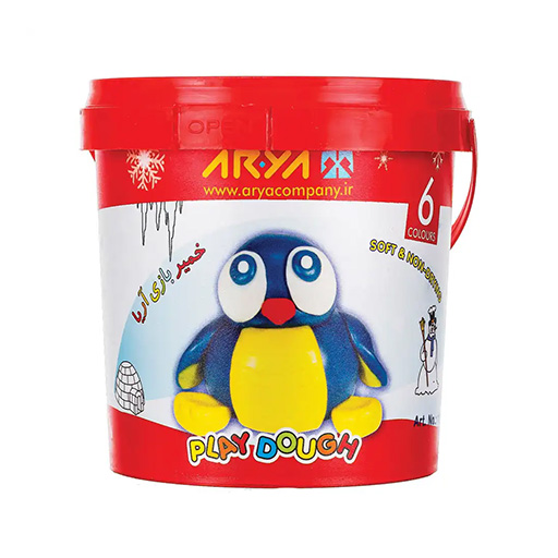 خمیر بازی سطلی ۶ رنگ پلمپ‌دار کارتن ۴۸ عددی (برند آریا)