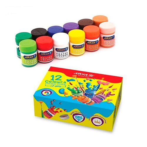 گواش 12 رنگ جعبه مقوایی (برند آریا)