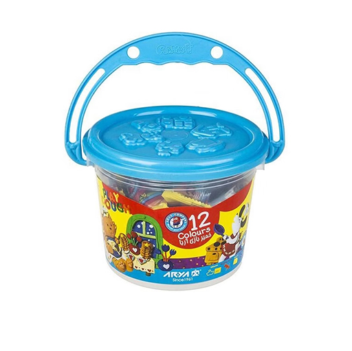 خمیر بازی سطلی 12 رنگ همراه با DVD (برند آریا)